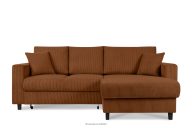 Ausziehbares Kordstoff-Ecksofa rechts auf Beinen in braun