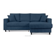 Ausziehbares Kordstoff-Ecksofa rechts auf Beinen in dunkelblau