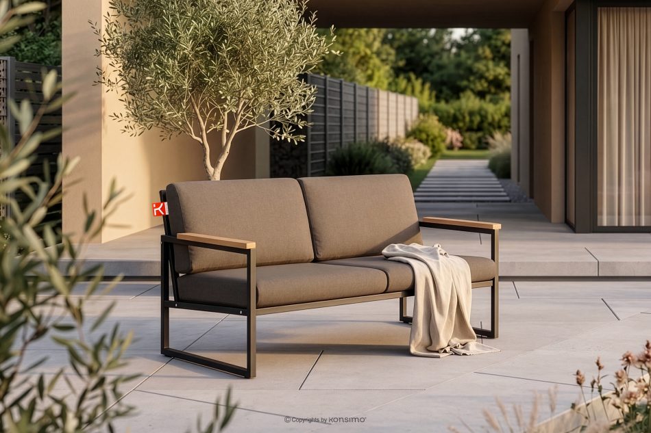 TRIBO Stahl-Gartenset im Industriestil für 4 Personen schwarz/beige - Foto 23