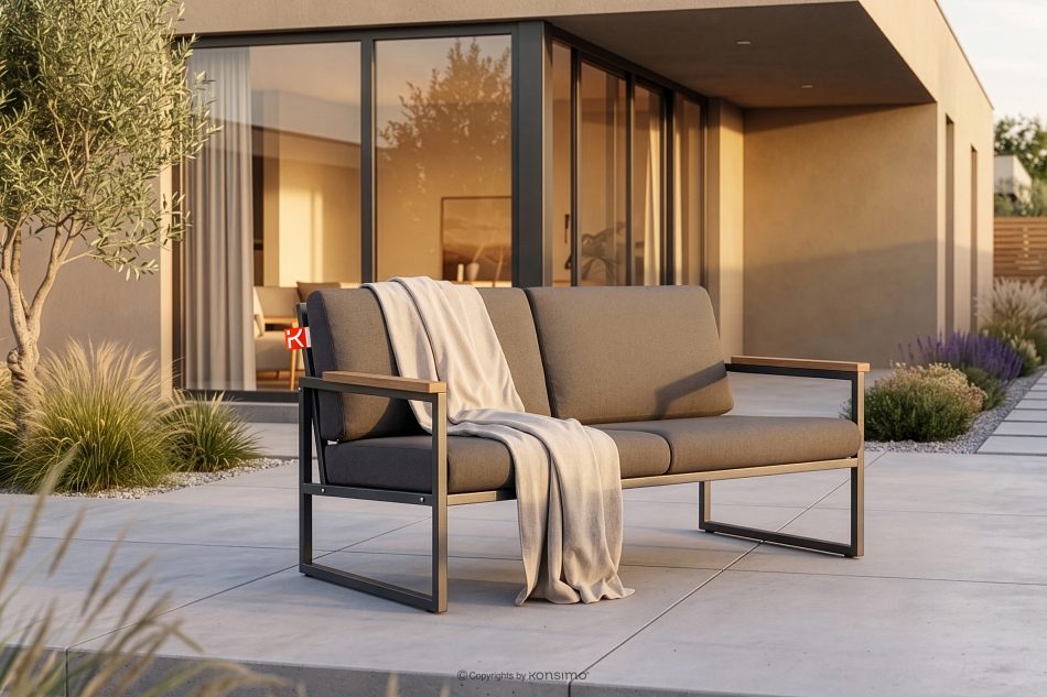 TRIBO Anthrazitfarbenes Stahl-Gartenset im Industriestil für 4 Personen anthrazit/beige - Foto 21