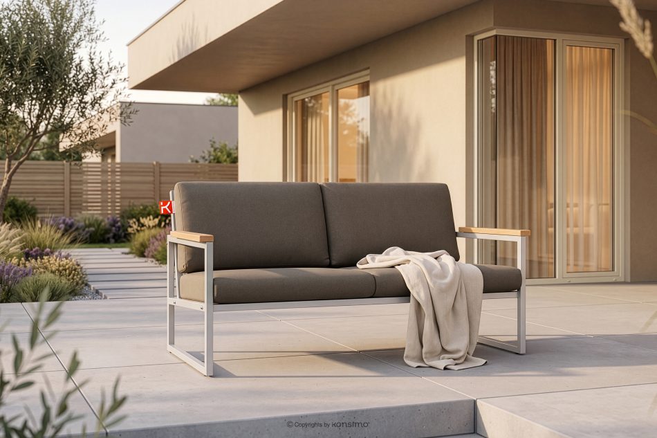 TRIBO Stahl-Gartenset im Industriestil, weiß, für 4 Personen weiß/beige - Foto 21