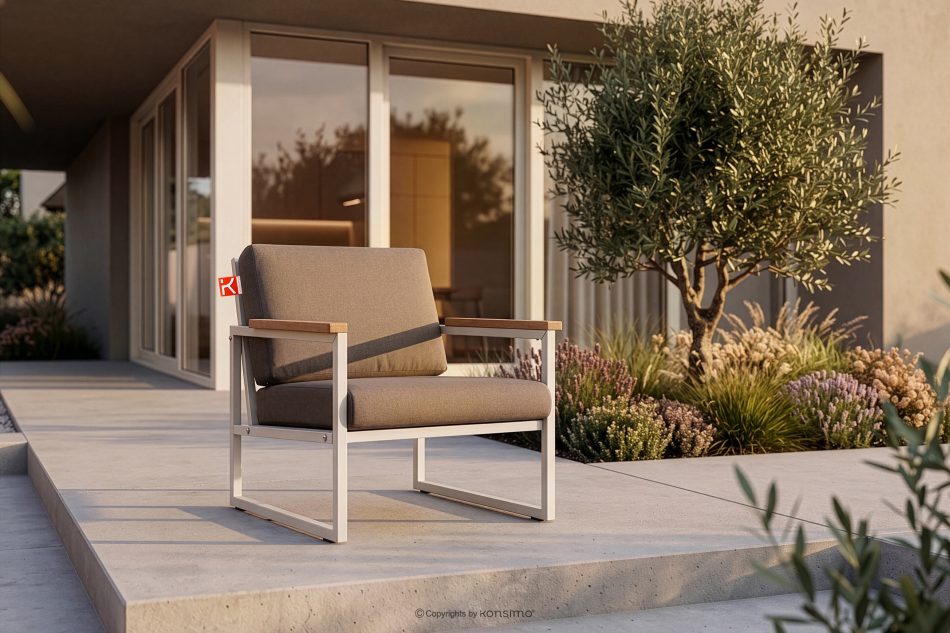TRIBO Stahl-Gartenset im Industriestil, weiß, für 4 Personen weiß/beige - Foto 20