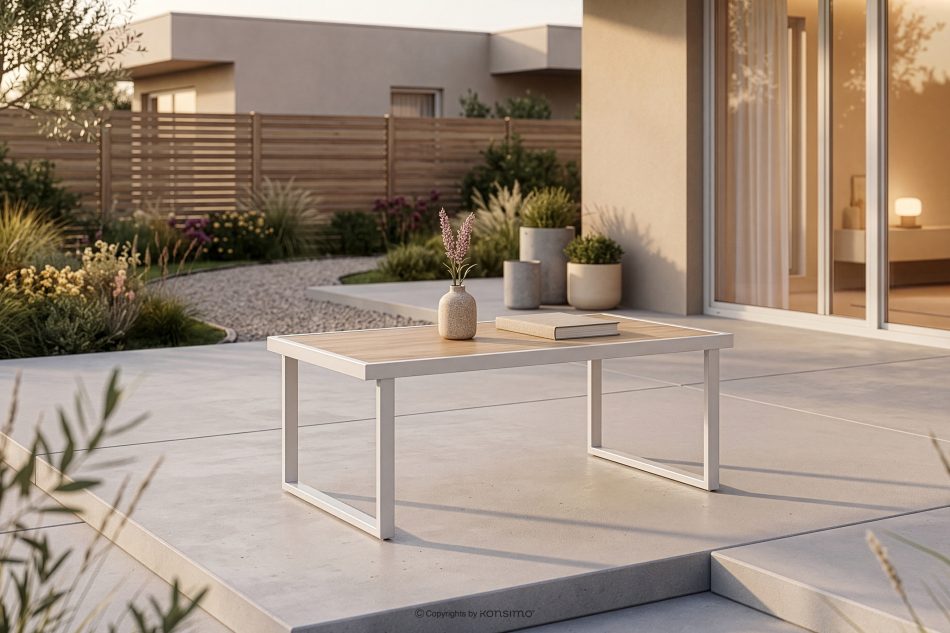 TRIBO Gartentisch aus Stahl Loft Style weiß weiß - Foto 1