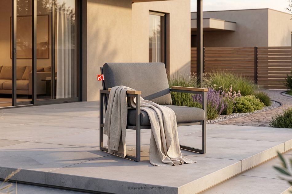 TRIBO Loft-Gartensessel aus Stahl anthrazit anthrazit/grau - Foto 1