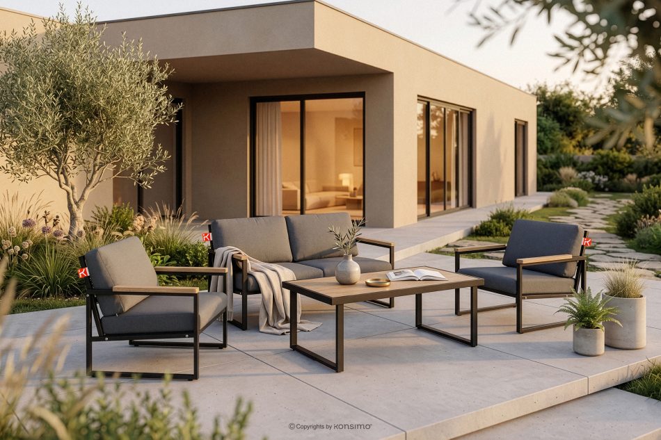 TRIBO Gartensofa 2 im Loft-Stil aus Stahl schwarz/grau - Foto 10