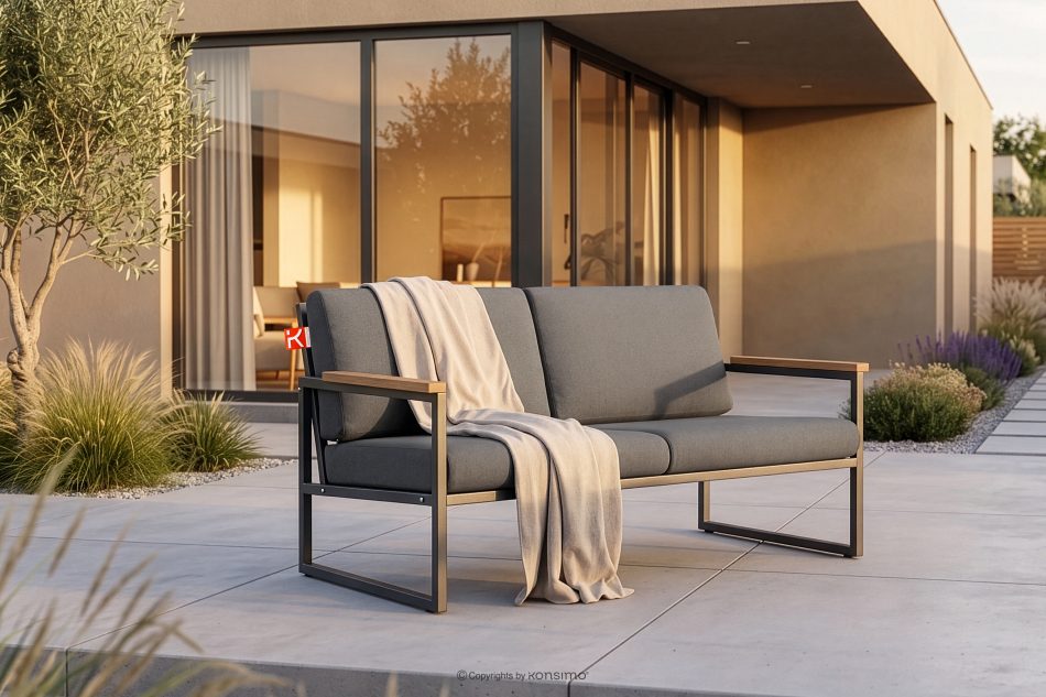 TRIBO Anthrazitfarbenes Stahlsofa im Loft-Stil für Garten 2 anthrazit/grau - Foto 1