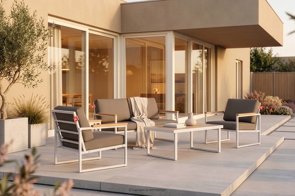 TRIBO Weißes Gartensofa 2 Loft Style in Stahl weiß/beige - Foto 10