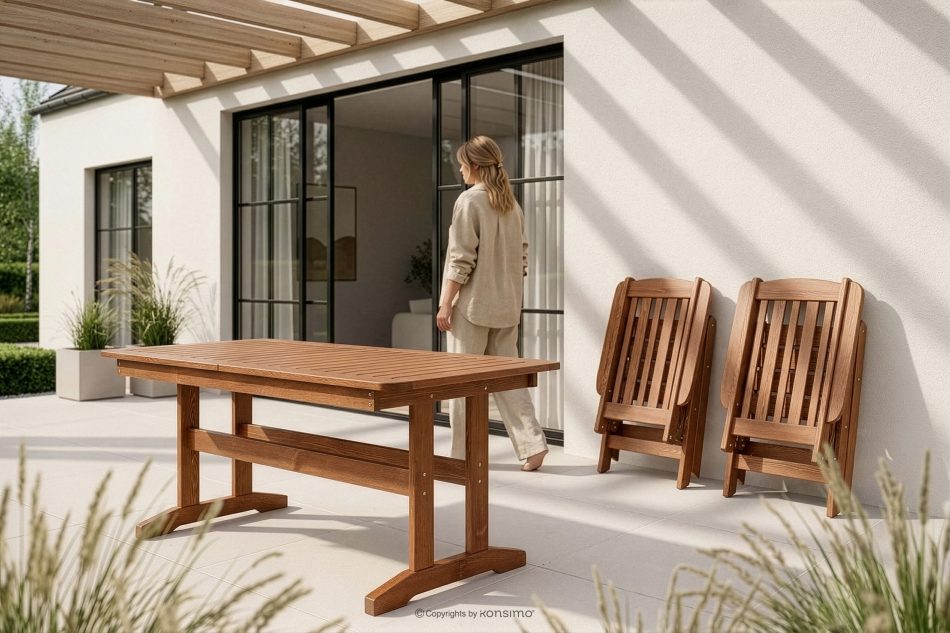 ALCES Klapptisch für den Garten aus massivem Kiefernholz braun - Foto 1