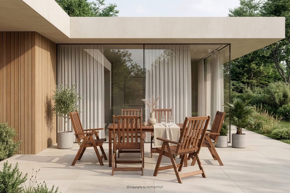 NYCTERE Gartentisch und Stühle Set für 6 Personen braun - Foto 1