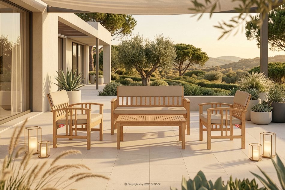 TIMIDUS Gartenmöbelset in Holz für 4 Personen braun - Foto 1