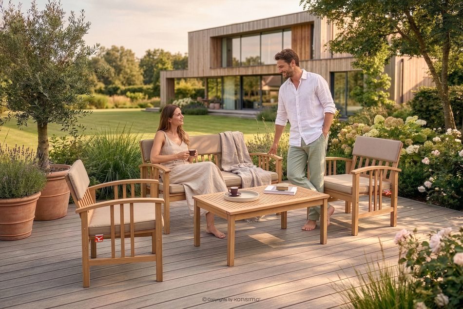 TIMIDUS Gartenmöbelset in Holz für 4 Personen braun - Foto 18