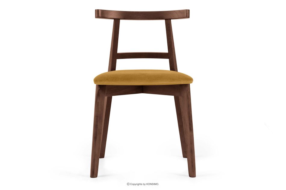 LILIO Vintage-Stuhl gelbes Velours nussbaum mittel gelb/mittlerer Nussbaum - Foto 2