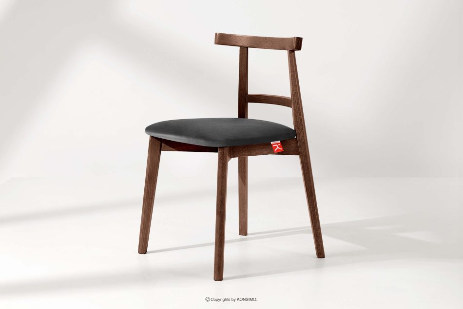 LILIO Vintage Style Stuhl Graphit Velours Nussbaum mittel graphit/mittlerer Nuss - Foto 1