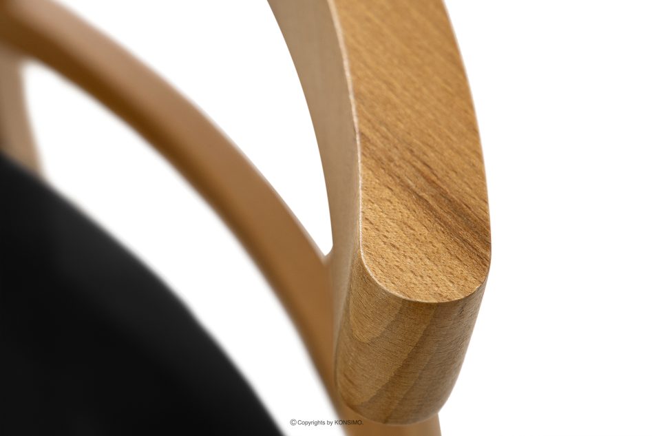 LILIO Vintage-Stuhl aus Velours-Stoff/hellem Eichenholz schwarz schwarz/helle Eiche - Foto 4