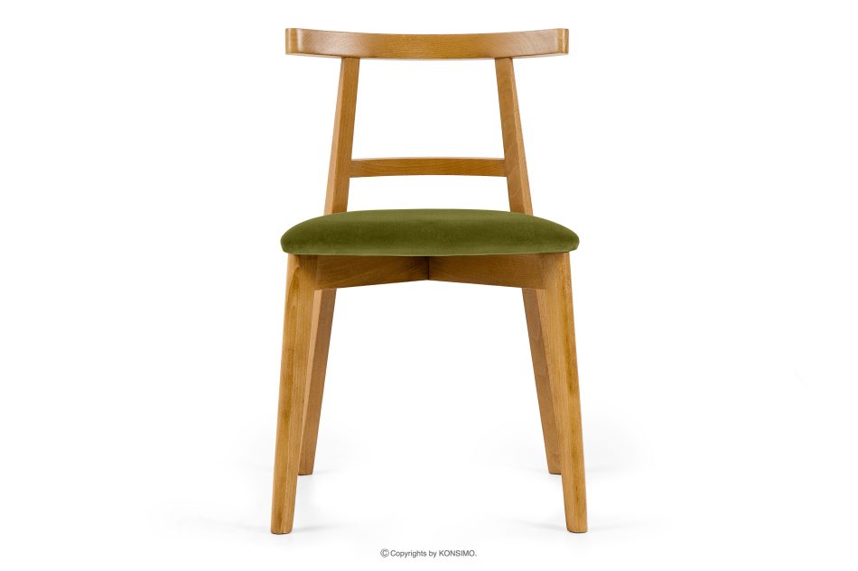 LILIO Vintage-Stuhl aus Velours-Stoff/hellem Eichenholz olivfarben oliv/hell Eiche - Foto 2