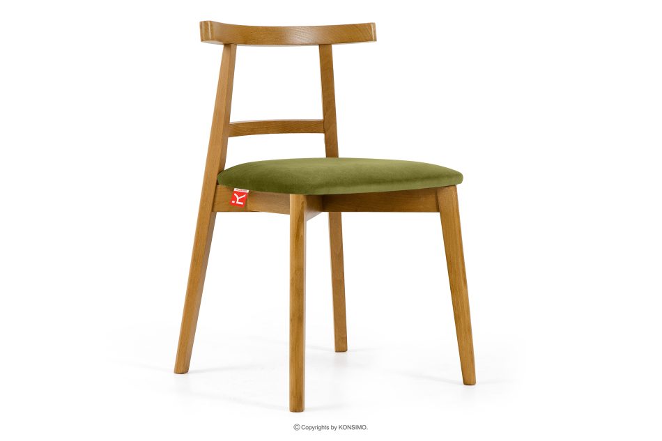 LILIO Vintage-Stuhl aus Velours-Stoff/hellem Eichenholz olivfarben oliv/hell Eiche - Foto 0