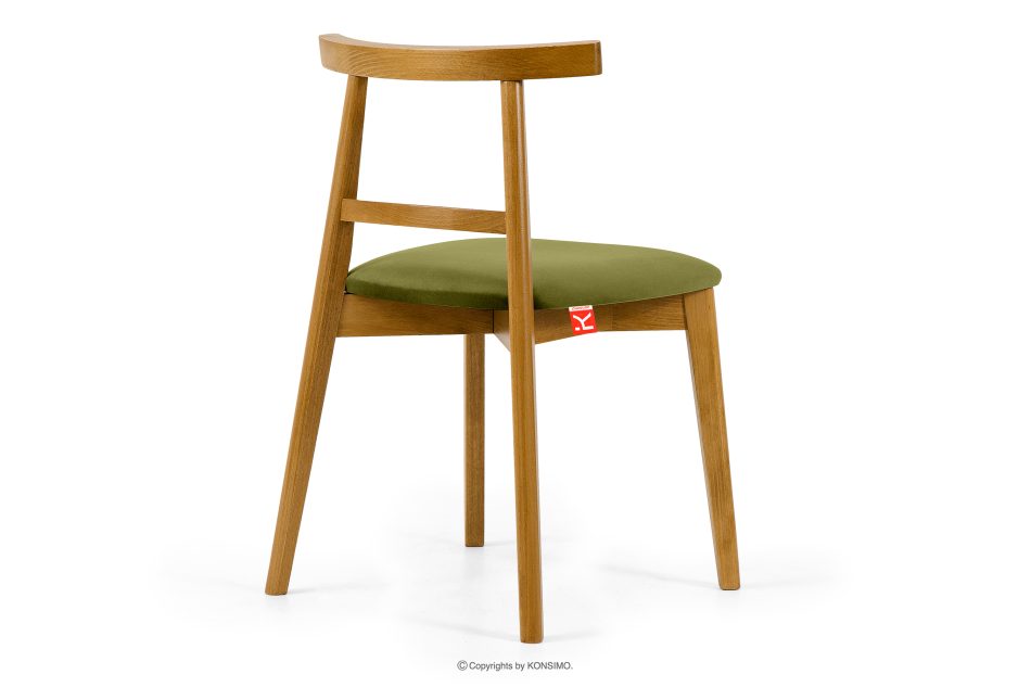 LILIO Vintage-Stuhl aus Velours-Stoff/hellem Eichenholz olivfarben oliv/hell Eiche - Foto 3