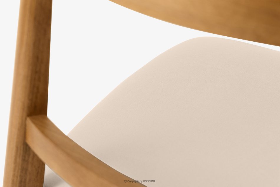 LILIO Vintage-Stuhl aus Velours-Stoff/hellem Eichenholz cremefarben creme/helle Eiche - Foto 8