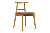 Vintage-Stuhl aus Velours-Stoff/hellem Eichenholz beigefarben
