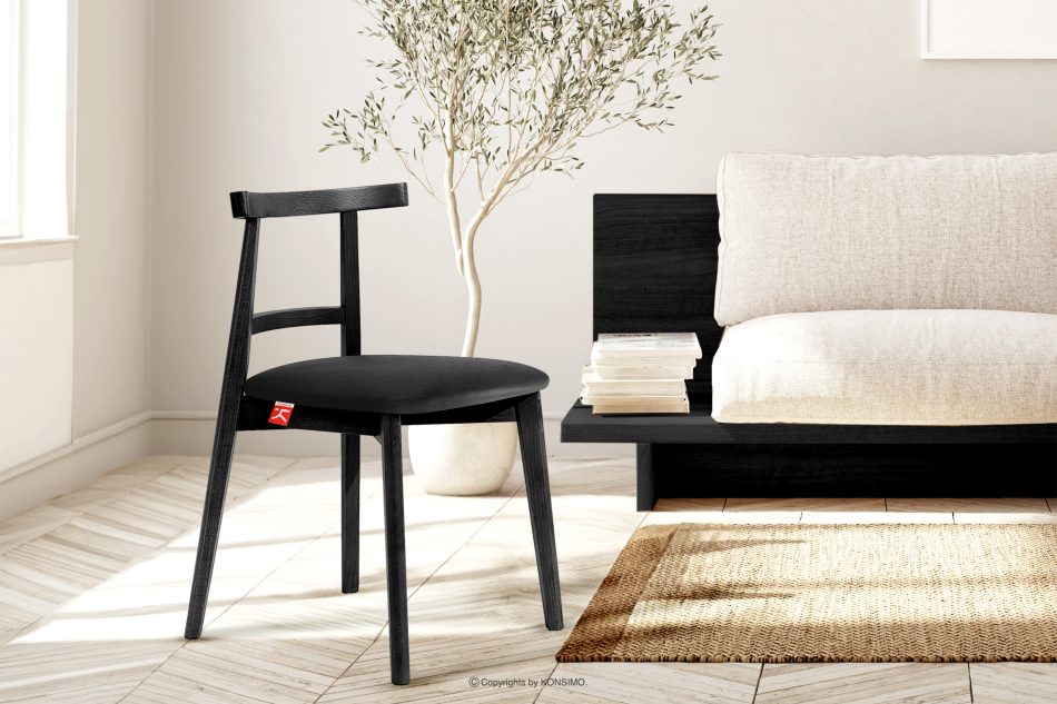 LILIO Vintage-Stuhl aus Velours-Stoff schwarz schwarz/schwarz - Foto 8