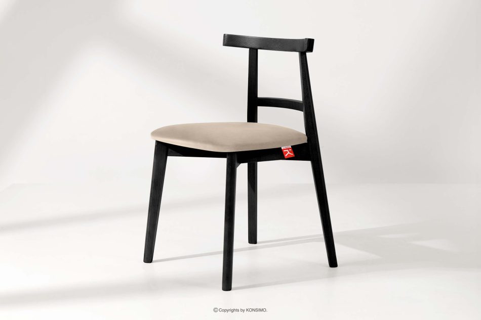 LILIO Vintage-Stuhl aus Velours-Stoff cremefarben creme/schwarz - Foto 1