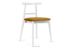 LILIO, https://konsimo.de/kollektion/lilio/ Vintage-Stuhl aus Velours-Stoff weiß/gelb gelb/weiß - Foto