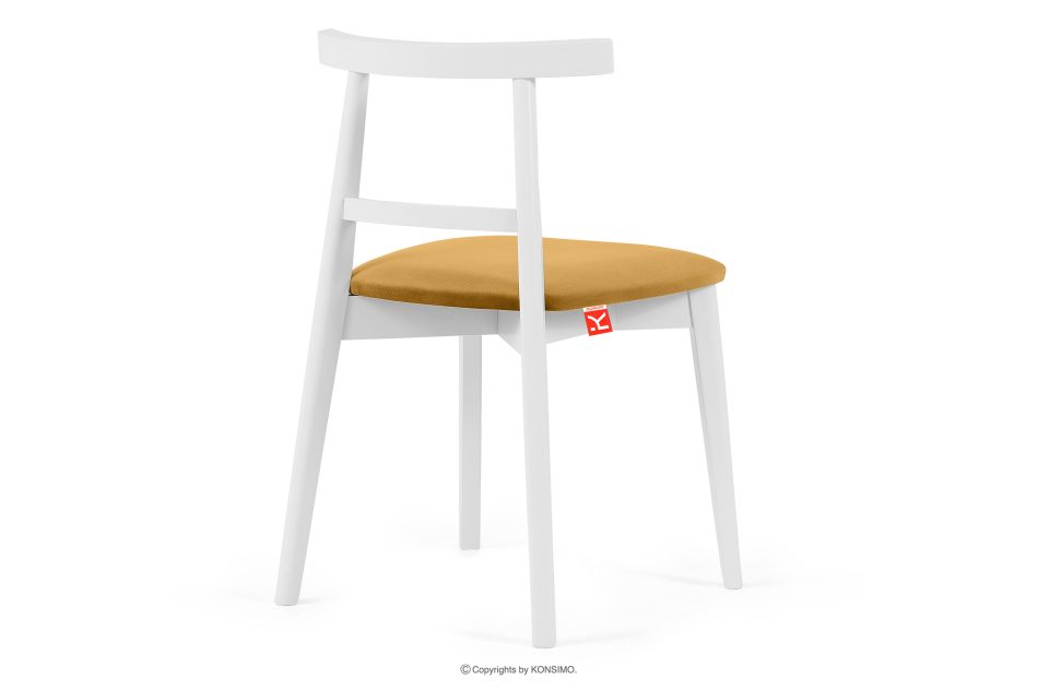 LILIO Vintage-Stuhl aus Velours-Stoff weiß/gelb gelb/weiß - Foto 3