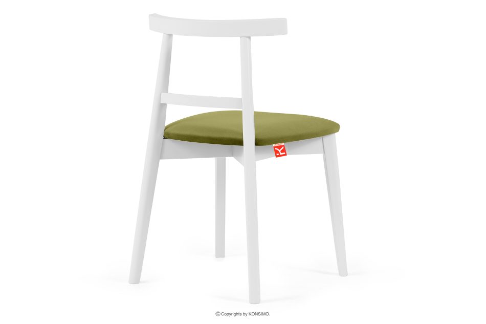 LILIO Vintage-Stuhl aus Velours-Stoff weiß/olivgrün oliv/weiß - Foto 3