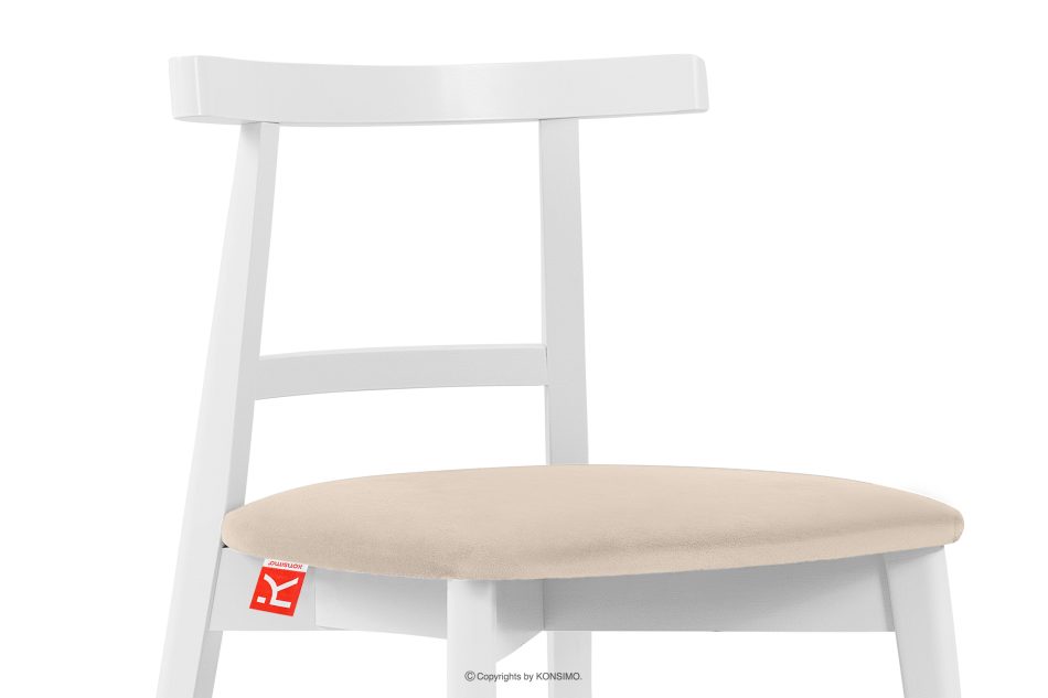 LILIO Vintage-Stuhl aus Velours-Stoff weiß/cremefarben creme/weiß - Foto 4