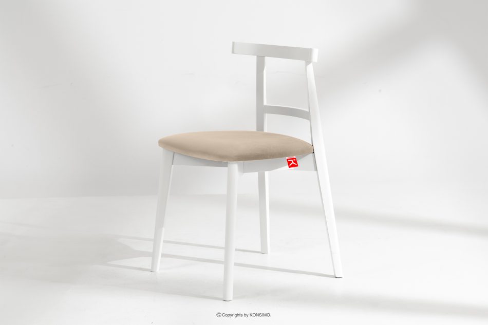 LILIO Vintage-Stuhl aus Velours-Stoff weiß/cremefarben creme/weiß - Foto 1