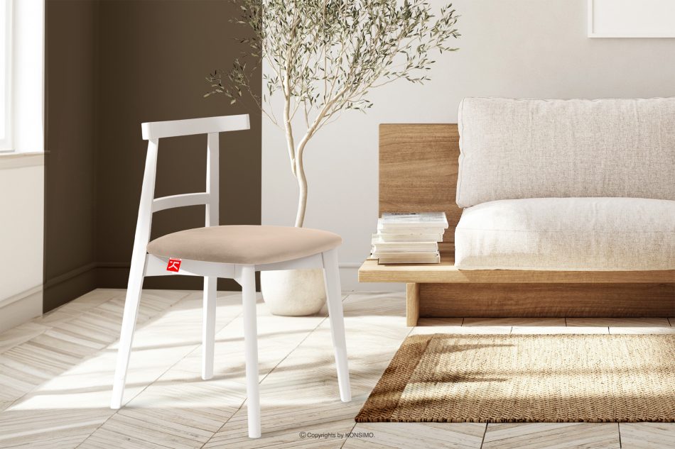 LILIO Vintage-Stuhl aus Velours-Stoff weiß/cremefarben creme/weiß - Foto 7