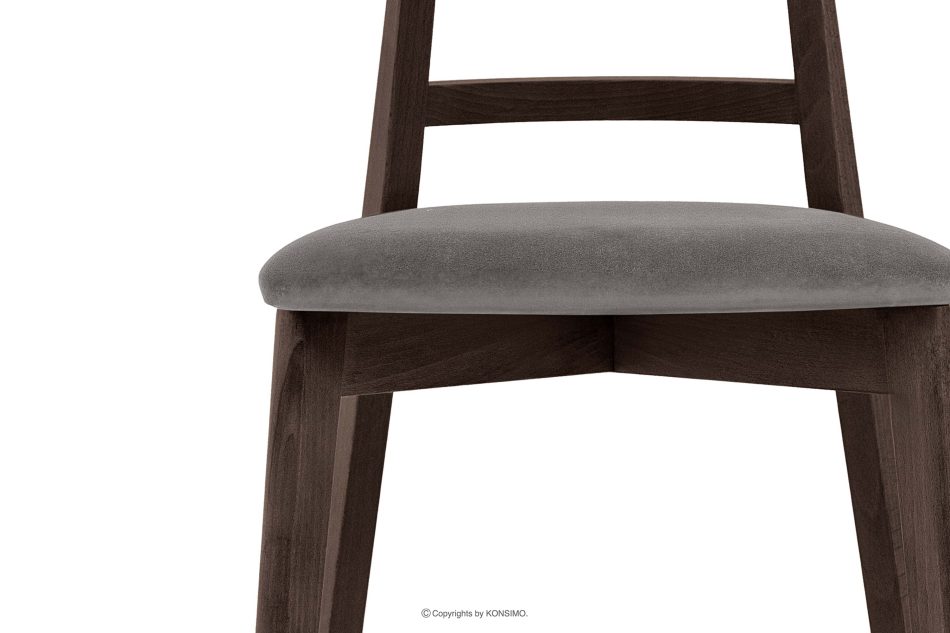 LILIO Vintage-Stuhl aus Velours-Stoff/dunkelem Nussbaumholz grau grau/dunkel nussbaum - Foto 4