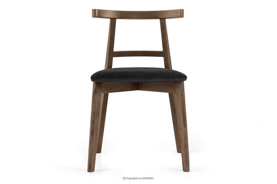 LILIO Vintage-Stuhl aus Velours-Stoff/Lefkas-Eichenholz schwarz schwarz/eiche lefkas - Foto 2