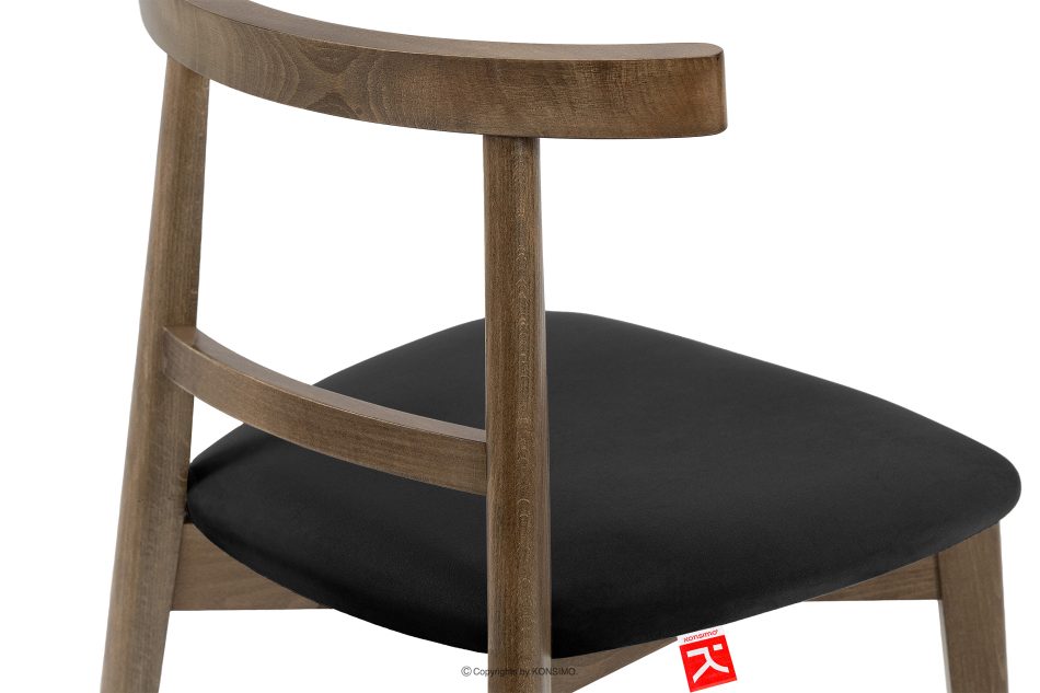 LILIO Vintage-Stuhl aus Velours-Stoff/Lefkas-Eichenholz schwarz schwarz/eiche lefkas - Foto 6
