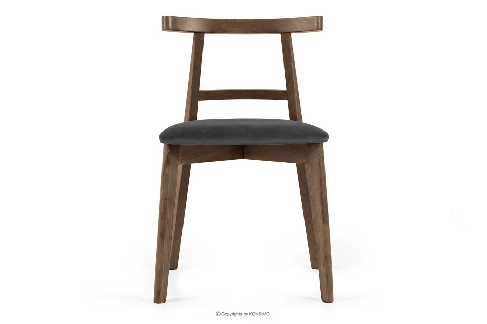LILIO Vintage-Stuhl aus Velours-Stoff/Lefkas-Eichenholz graphitfarben graphit/eiche lefkas - Foto 2