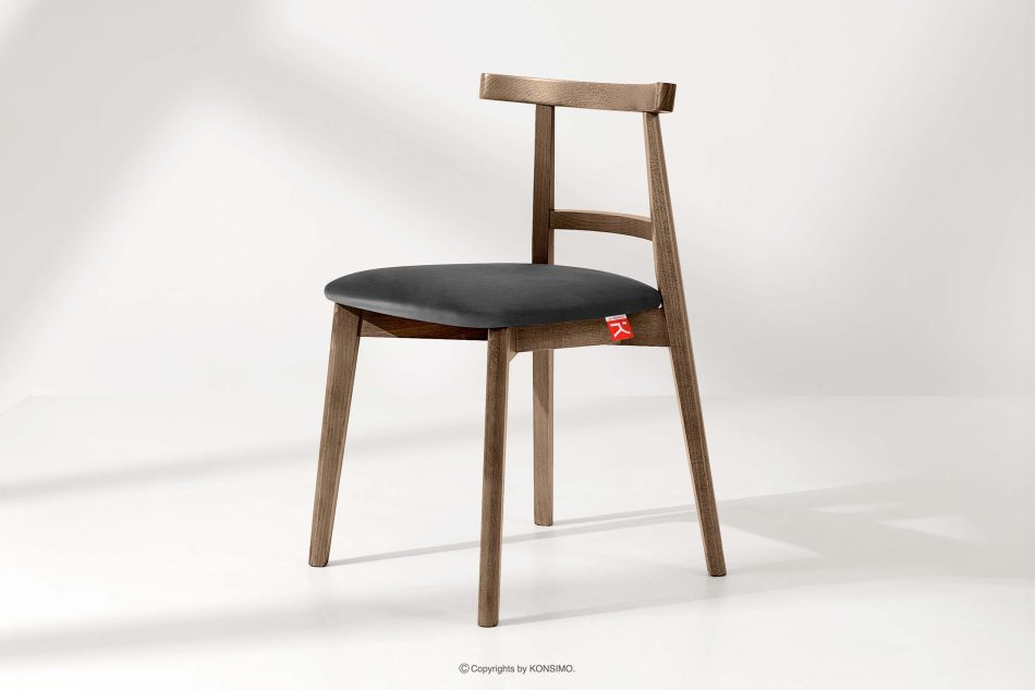 LILIO Vintage-Stuhl aus Velours-Stoff/Lefkas-Eichenholz graphitfarben graphit/eiche lefkas - Foto 1