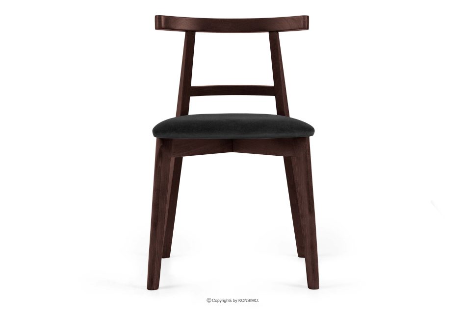 LILIO Vintage-Stuhl aus Velours-Stoff/Mahagoniholz schwarz Schwarz/Mahagoni - Foto 2
