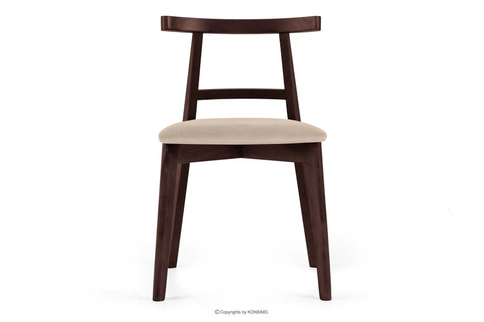 LILIO Vintage-Stuhl aus Velours-Stoff/Mahagoniholz cremefarben creme/mahagoni - Foto 2