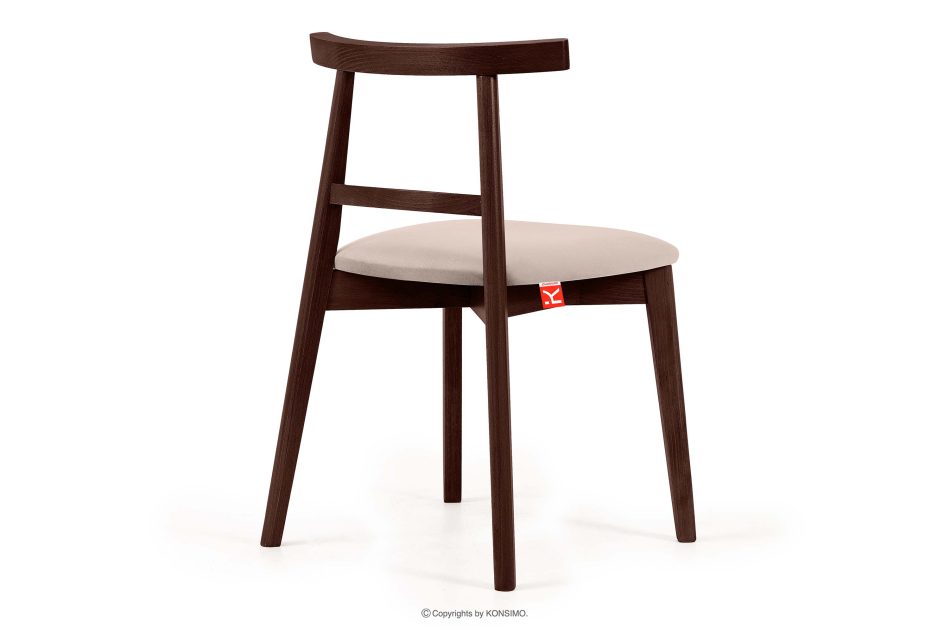 LILIO Vintage-Stuhl aus Velours-Stoff/Mahagoniholz cremefarben creme/mahagoni - Foto 3