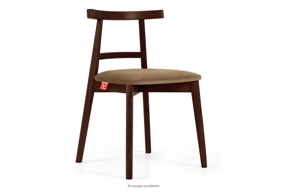 LILIO Vintage-Stuhl aus Samt-Stoff/Mahagoniholz beigefarben beige/mahagoni - Foto 0