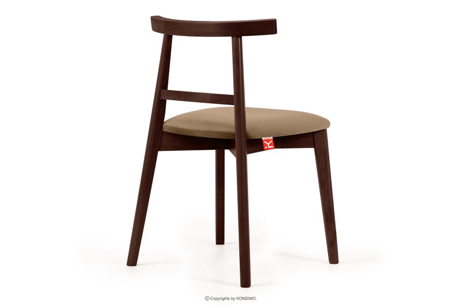 LILIO Vintage-Stuhl aus Samt-Stoff/Mahagoniholz beigefarben beige/mahagoni - Foto 3