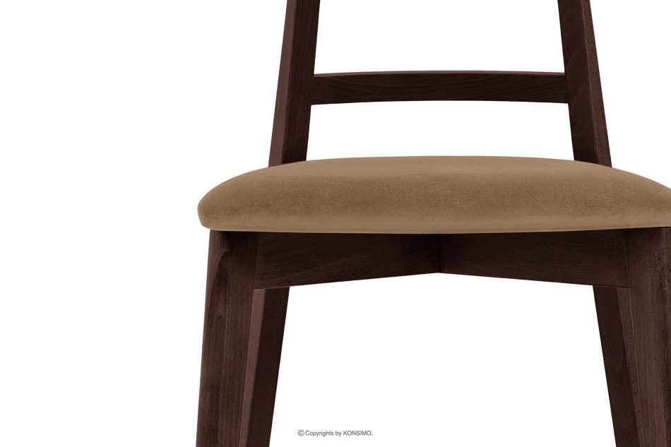 LILIO Vintage-Stuhl aus Samt-Stoff/Mahagoniholz beigefarben beige/mahagoni - Foto 4