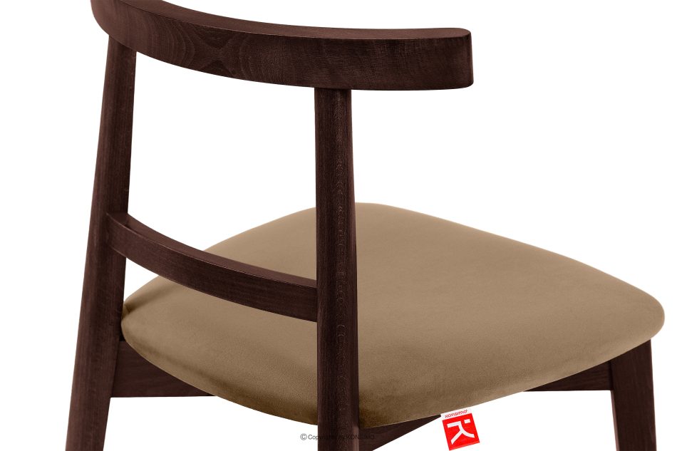 LILIO Vintage-Stuhl aus Samt-Stoff/Mahagoniholz beigefarben beige/mahagoni - Foto 6