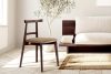 LILIO Vintage-Stuhl aus Samt-Stoff/Mahagoniholz beigefarben beige/mahagoni - Foto 9
