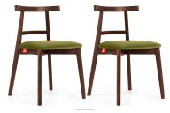 Vintage-Stuhl aus Velours-Stoff/Nussbaumholz medium (2 Stk.) olivfarben