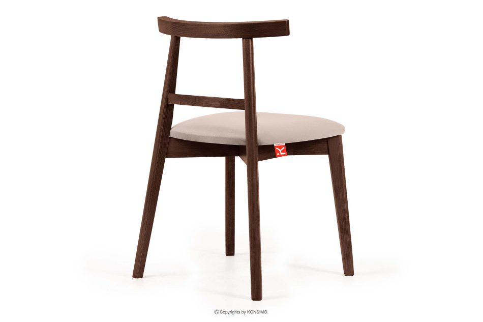 LILIO Vintage-Stuhl aus Velours-Stoff/Nussbaumholz medium (2 Stk.) cremefarben creme/mittlere Nuss - Foto 4