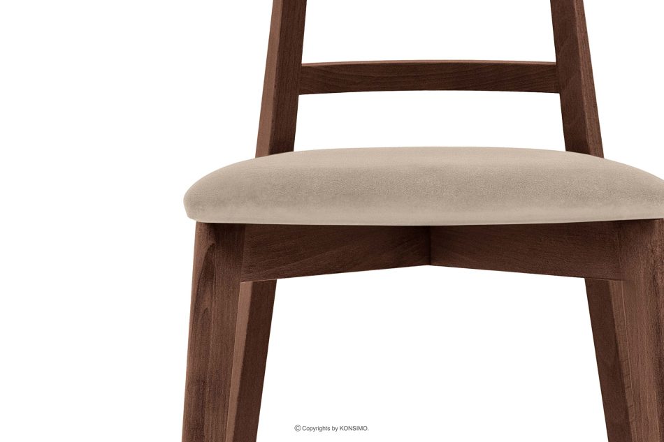 LILIO Vintage-Stuhl aus Velours-Stoff/Nussbaumholz medium (2 Stk.) cremefarben creme/mittlere Nuss - Foto 5
