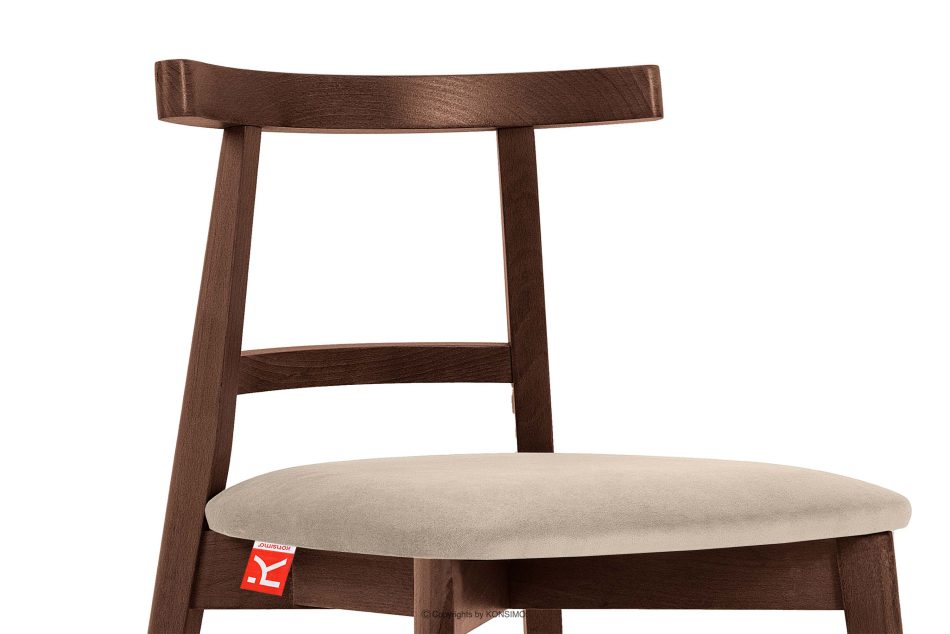 LILIO Vintage-Stuhl aus Velours-Stoff/Nussbaumholz medium (2 Stk.) cremefarben creme/mittlere Nuss - Foto 6