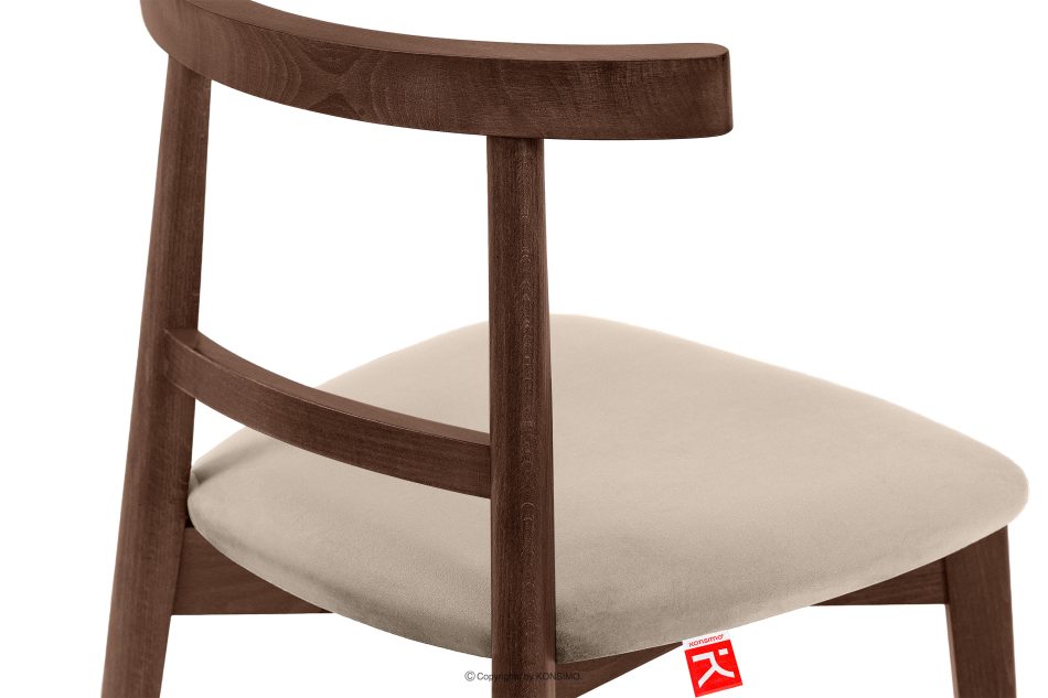 LILIO Vintage-Stuhl aus Velours-Stoff/Nussbaumholz medium (2 Stk.) cremefarben creme/mittlere Nuss - Foto 7