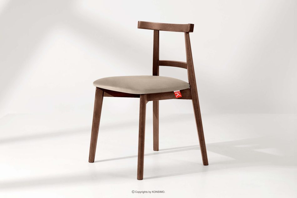 LILIO Vintage-Stuhl aus Velours-Stoff/Nussbaumholz medium (2 Stk.) cremefarben creme/mittlere Nuss - Foto 1
